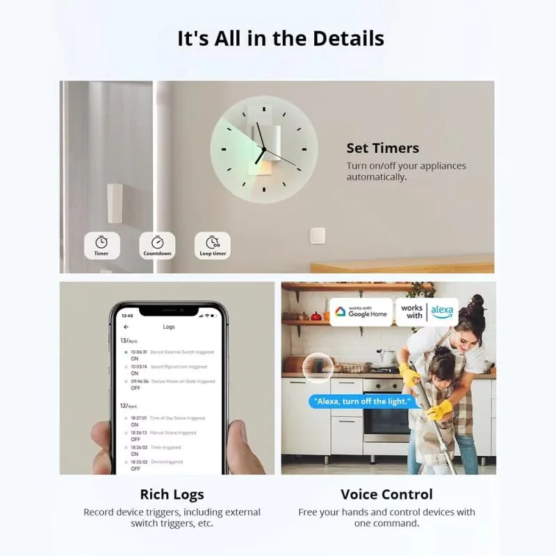 SONOFF MINIR4M Matter Extreme WiFi Smart Switch Detach Relay Scene Breaker eWeLink Voice Control Alexa Google Home Smartthings
