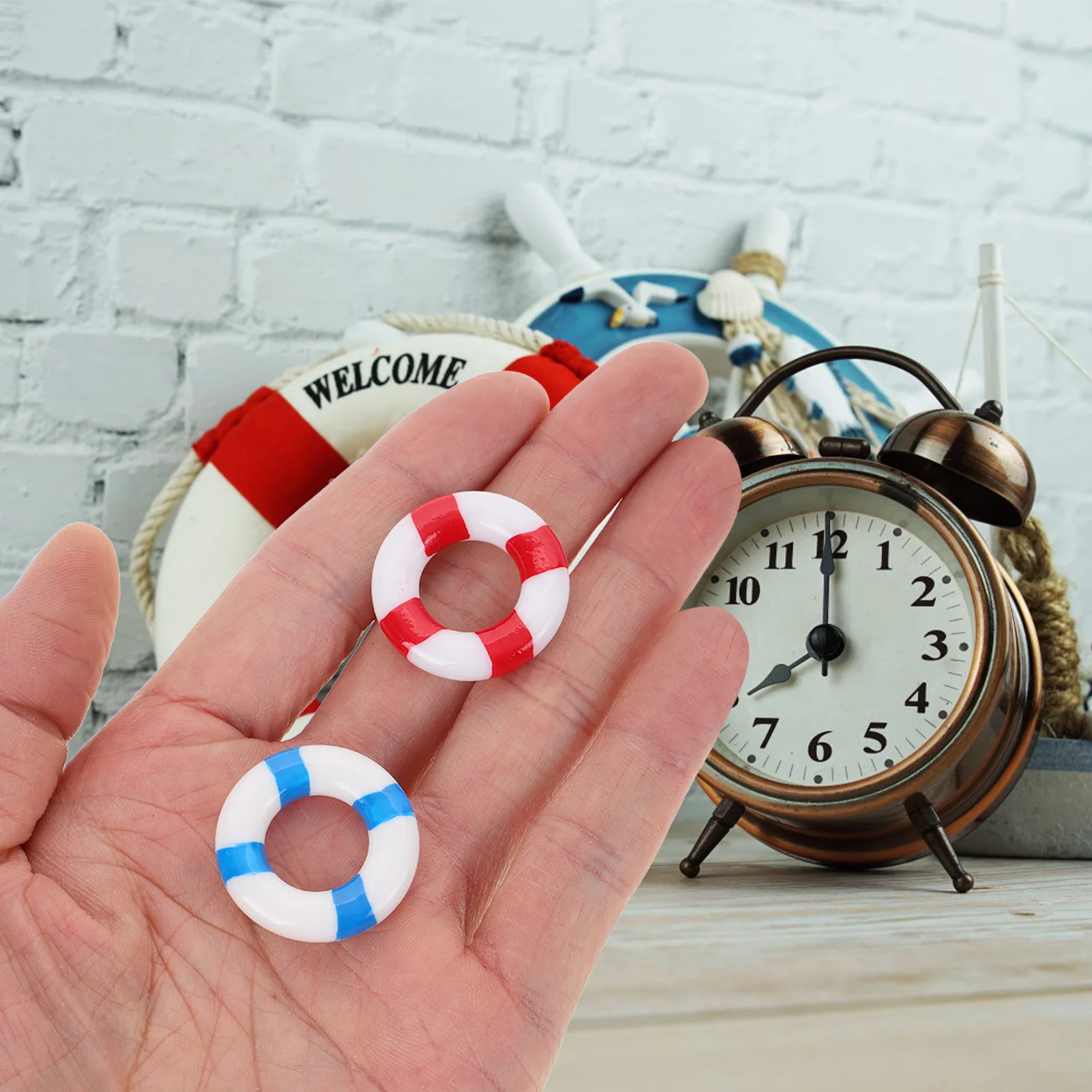 

24 шт., смоляное кольцо для плавания, миниатюрный морской декор, средиземноморский стиль, микропейзаж, скульптура для бассейна, спасательное кольцо, украшения