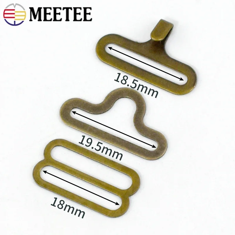 Metal Bra Strap Buckles, Webbing Ajustar Conector Gancho, Bow Tie Belt Clip Fecho, Acessório de hardware de costura, 18mm, 10 conjuntos, 20 conjuntos, 30 conjuntos, 40 conjuntos, 50 conjuntos