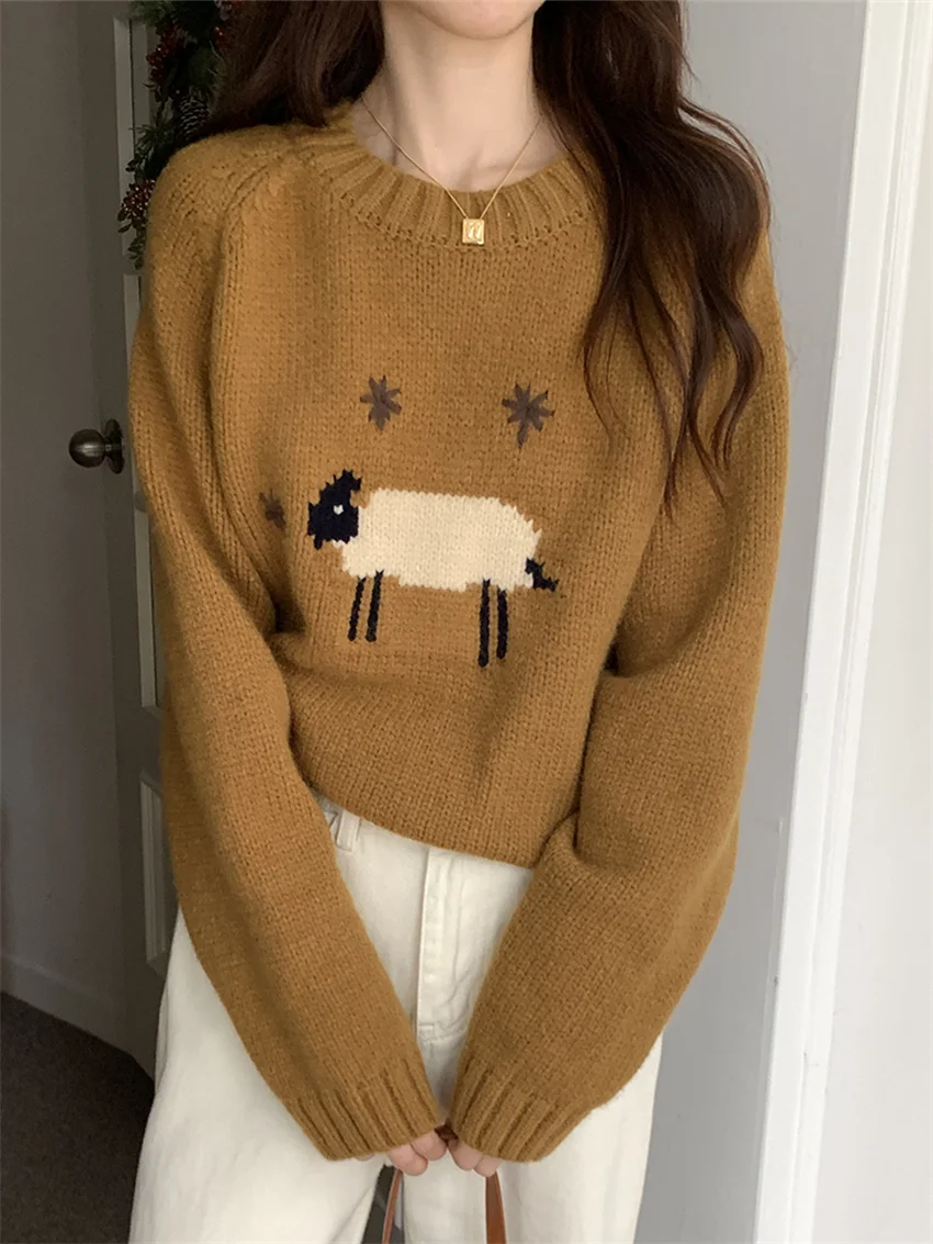 

Alien Kitty Winter Cartoon Chic Sweaters Women Sweet Girls Pullovers Gentle Fashion Loose Daily Thicken Warm New Knitted OL