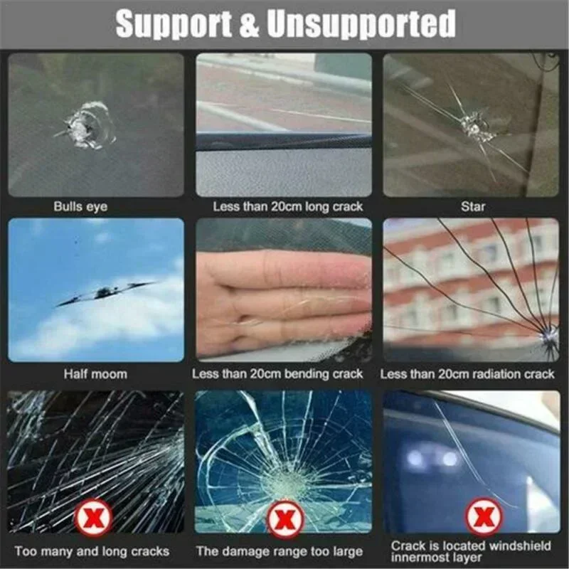 3ml Auto Windshield Windscreen Glass Repair Resin Kits Windshield Cracked Repair Glue Vehicle Casement Fix Tool