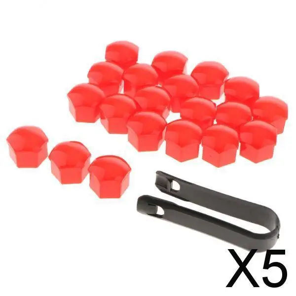 5X 20Pcs Car Truck Wheel Tyre Center Hub Screw 19mm Protect Cap Red