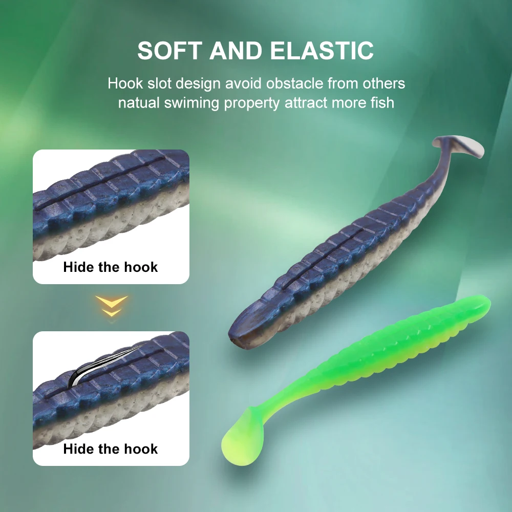 ESFISHING-señuelo de Pesca suave, cebo de cola en T, Wobble Shad, 90mm, 5g, 6 piezas, Leurre Souple