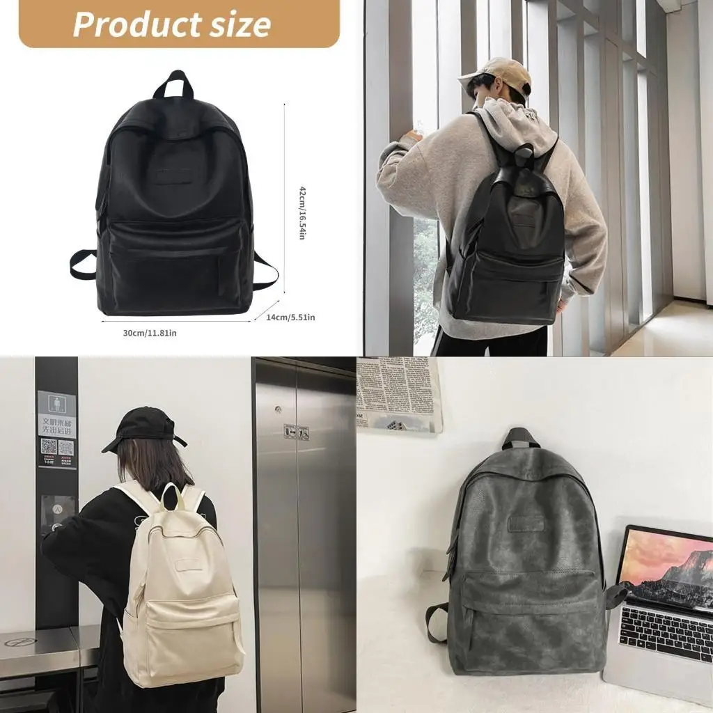 X90D School Rucksack Korean Rucksack Reise -Rucksack PU Leder Laptoptasche