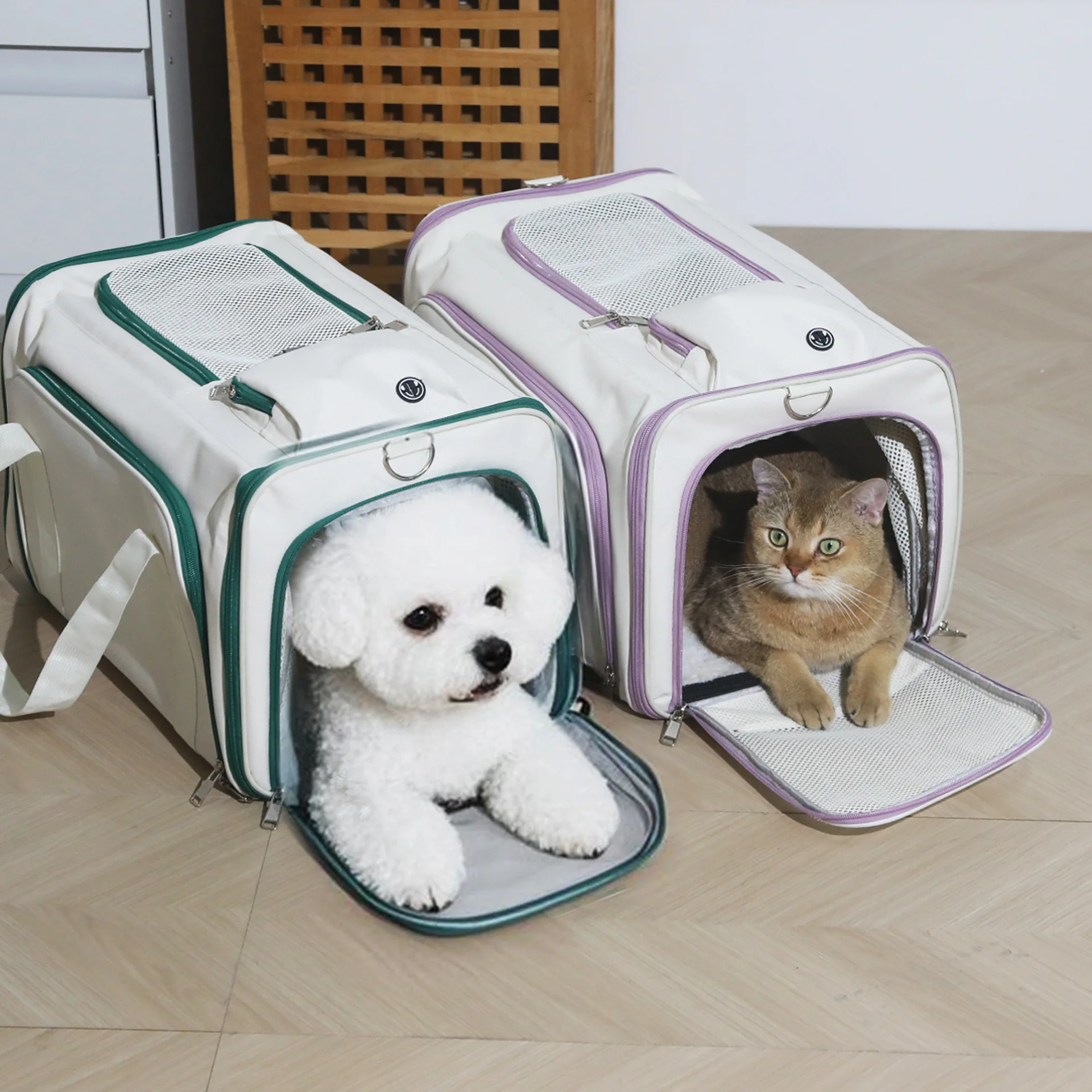 Fixed Shoulder Strap Retractable Handle Foldable Pet Portable Bag Suitable for Travel Camping for Dogs and Cats