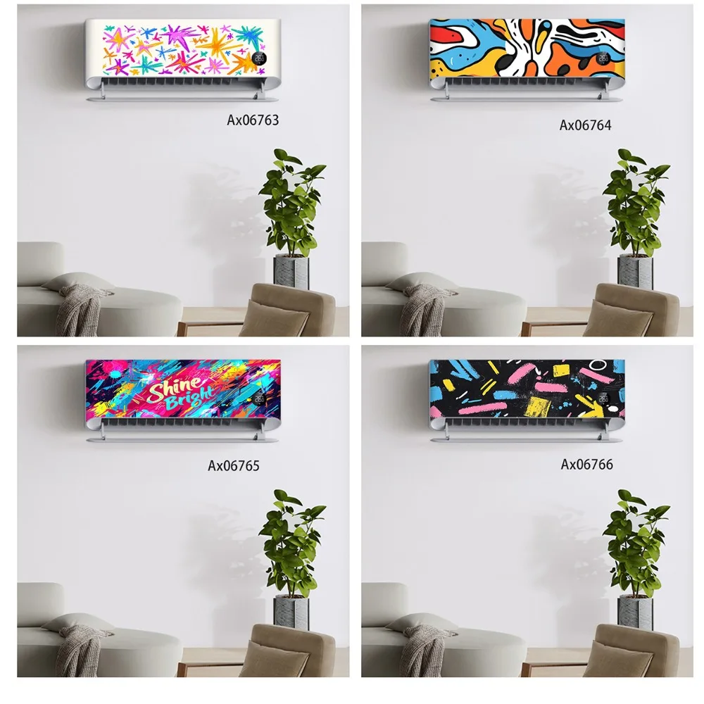 Hip Hop Brush Stroke Abstract AC Decor Sticker Shine Bright Doodle Self Adhesive Air Conditioner Cover Renovation Wall Stickers