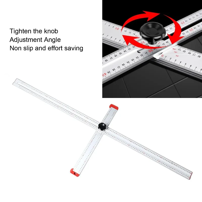 T Shaped Ruler Aluminum Alloy Accurate Positioning Adjustable Woodworking Angle Ruler 120cm Woodworking Ruler Combination