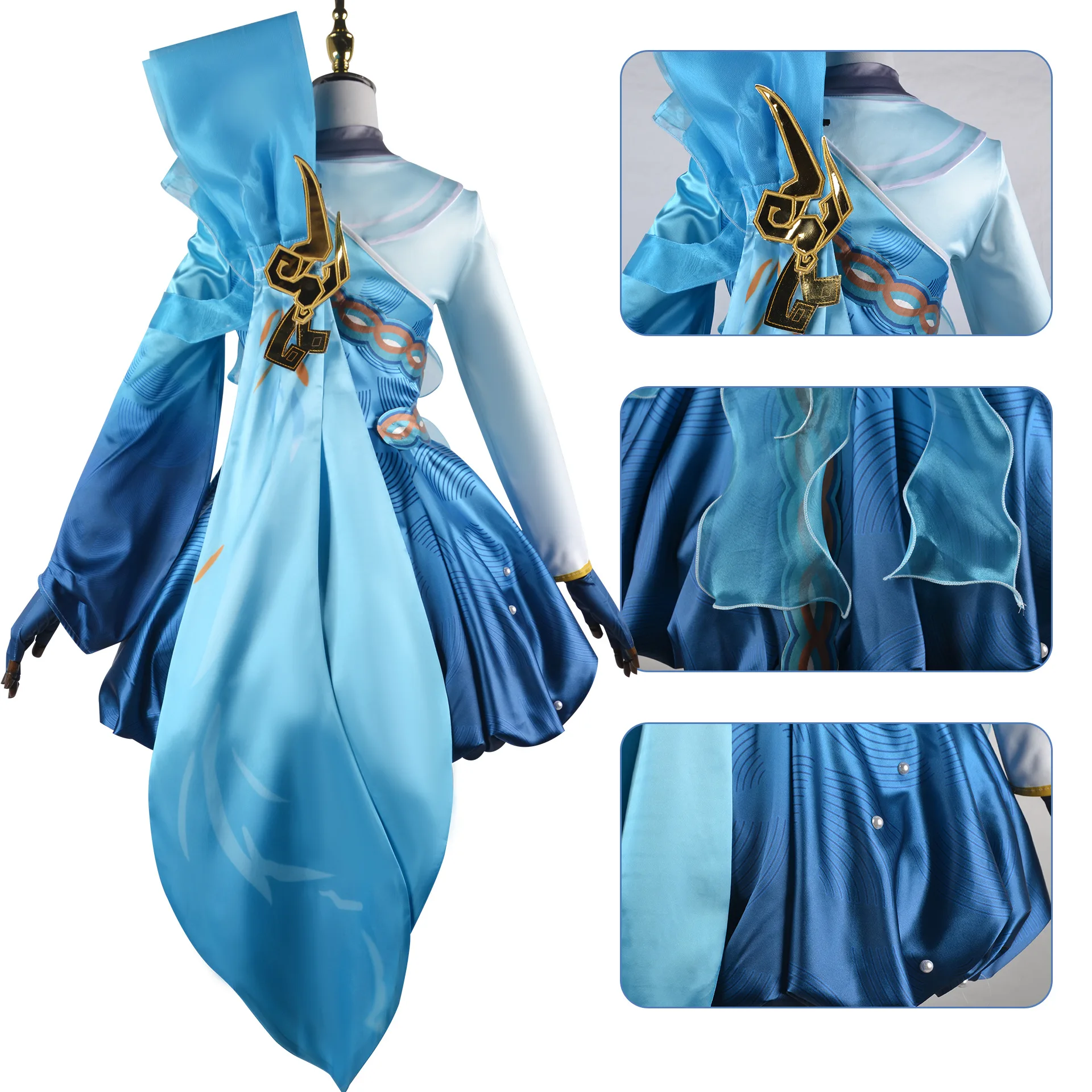 Costume de Cosplay du Jeu Honor of Kings, King of Glory, Yao, Classique des Montagnes et des Rivières, Perruque Complète Trempée, pour Halloween, pour Femme