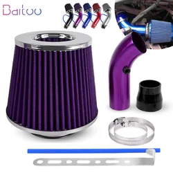Car Refitted 76mm Mushroom Head Air Filter Intake Pipe Filter High Flow High Cold Cone Air Filter Aluminum Pipe Kit OFI109