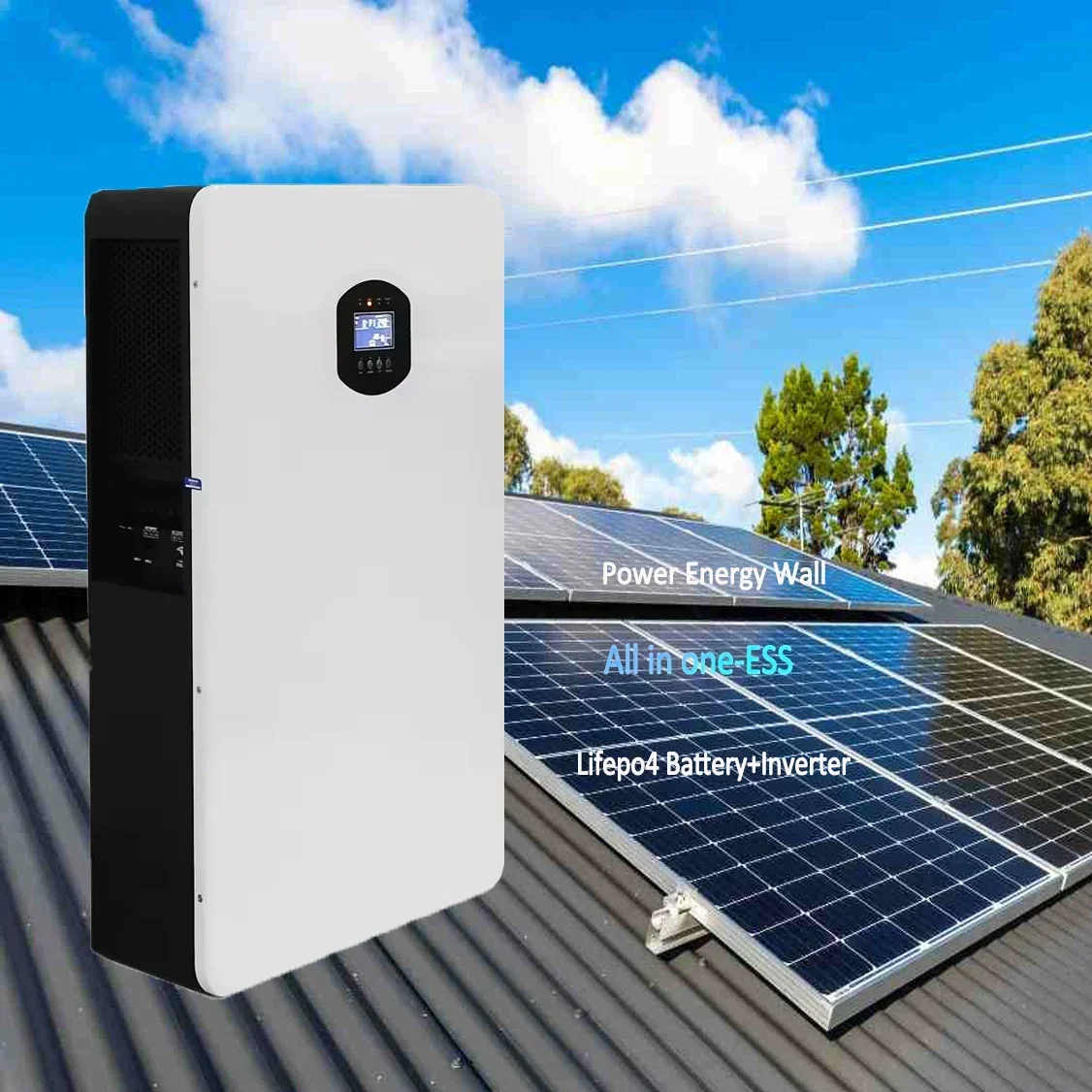 Sistema de energia solar doméstico, bateria do inversor, bateria de lítio, 51,2 V, 48V, 100Ah, 200Ah, 1kW, 3kW, 5kW, 5kWh, OEM, ODM, tudo-em-um ESS