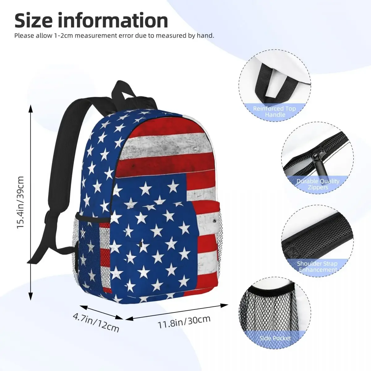 Mochilas bandeira americana para adolescente, mochilas escolares, mochila portátil, bolsa de ombro, grande capacidade, moda estudantes