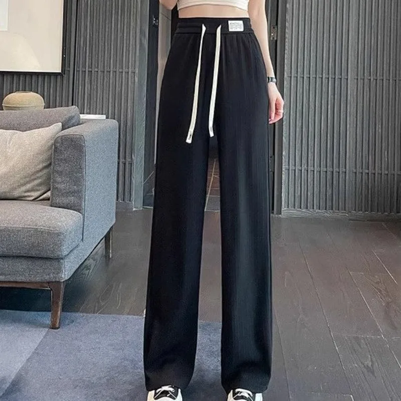Women Narrow Wide-legged Pants Straight-leg Spring Summer Sweatpants Draped Versatile Long Casual Trailing Comfortable Skinny