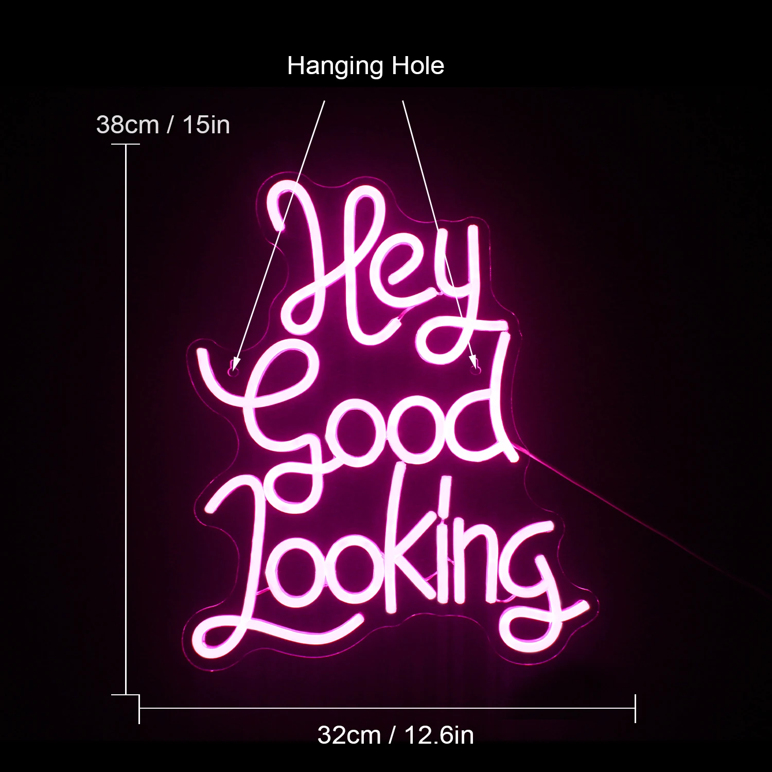 Hey Good Looking Neon Sign Pink LED Lights Girls Teen Wall Decor Party HOme for Women Wall Lamp for Kids Room Holiday ART Neon