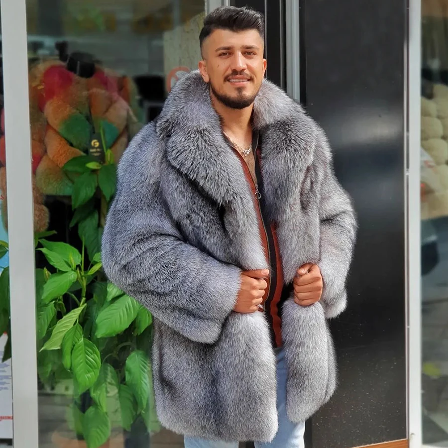 Real Fox Fur Coat Men\'s Fur Jacket Fashion Winter Warm Fur Coat 2024 Best Selling New Arrival