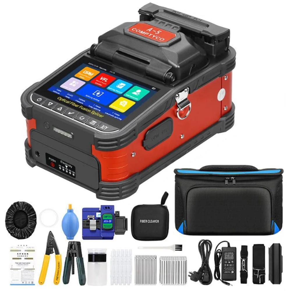 

A-5HD touch screen 6-motor fiber fusion splicer FS-60F AUA-70 fiber fusion core welding machine OPM VFL 10 languages