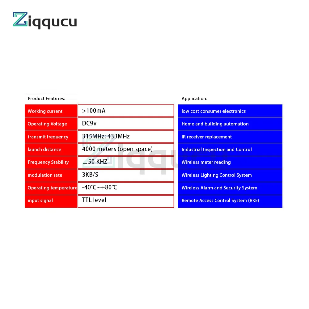 433MHz High Power Wireless Transmitter Module FST4000m Wireless Transmitter TTL Level Remote Control Access Control System