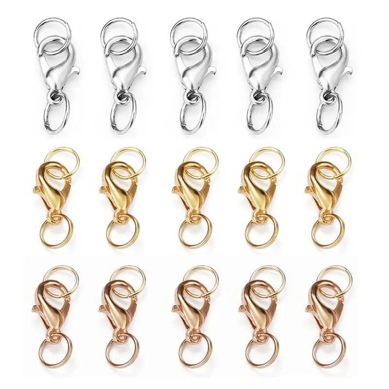 

10/20pcs 12mm Lobster Clasps Hooks With Jump Ring 6mm Clasp For Necklace Bracelet Connectors DIY Jewelry Making Supplies