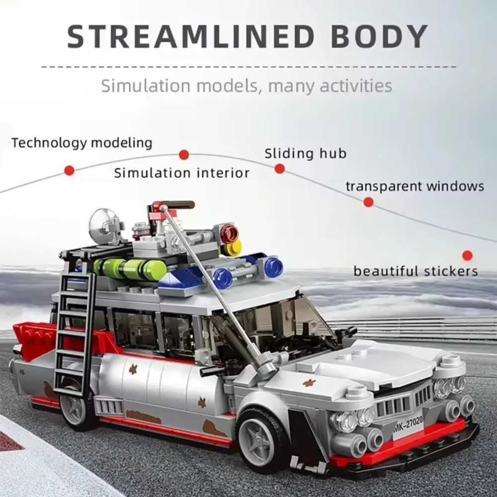 몰드 킹 27020 미니 고스트버스터즈 자동차 모델 블록 테크니컬 차량 조립 브릭 어린이 크리스마스 선물