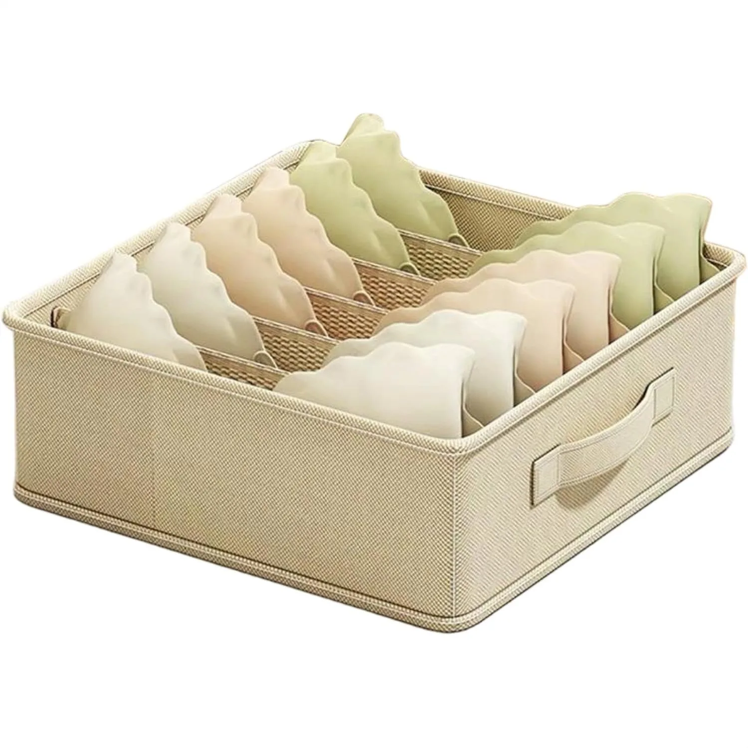 

Fabric Underwear Organizer for Drawer Storage, 6 Grid Compartment Dividers for Socks and Bras, Closet Organization Box