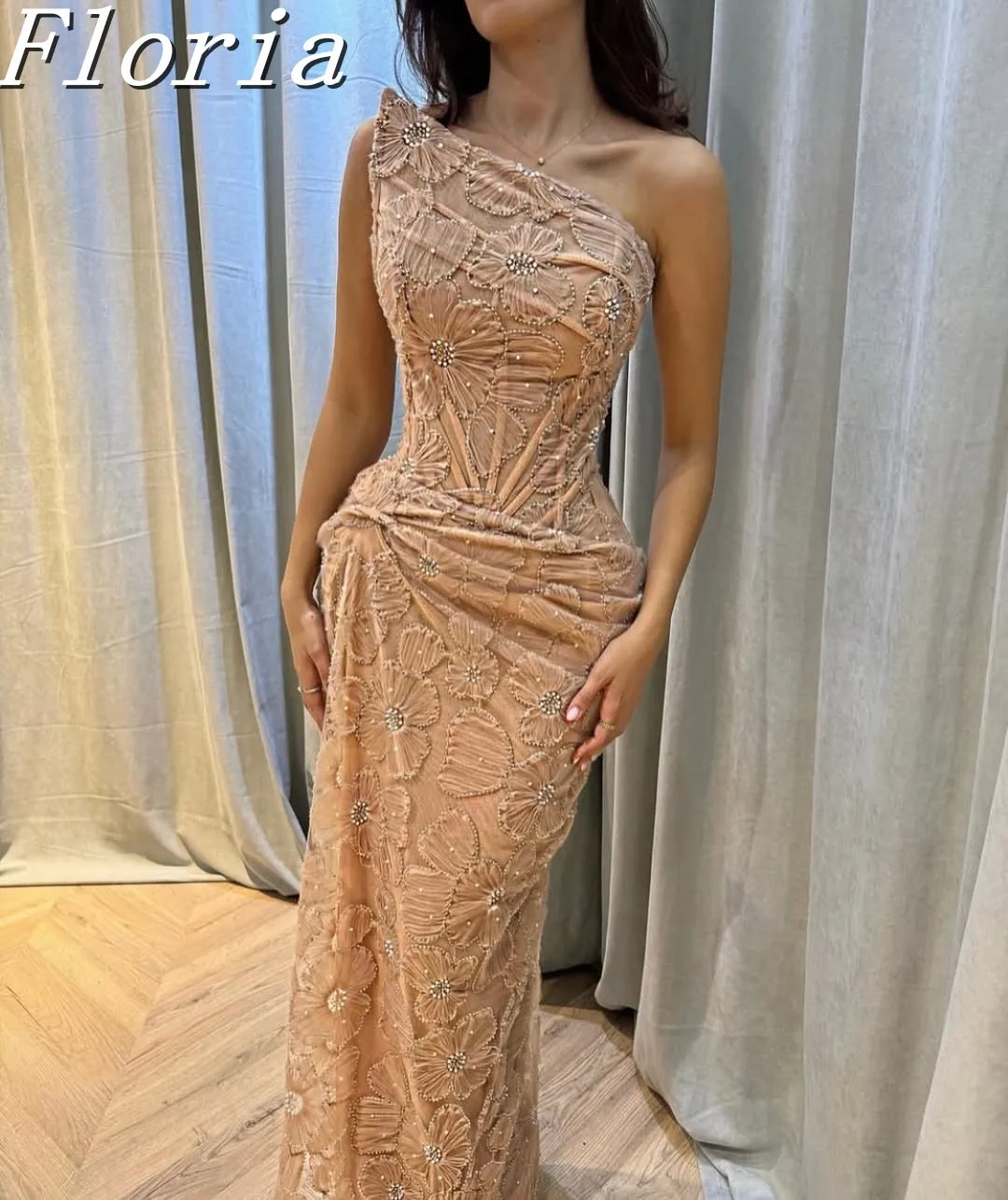 

Customized Floral Flower Prom Dresses Off Shoulder Sleeveless Formal Evening Dress for Women Special Occasion Dresses