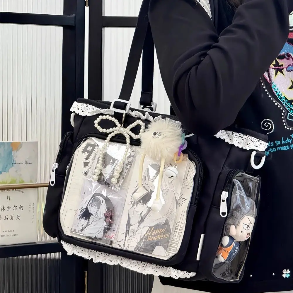 New Y2K Cute Japanese Ita Shoulder Bag Lolita Girls Transparent Tote Bag Large Capacity Crossbody Casual Bag DIY Display Handbag image 3