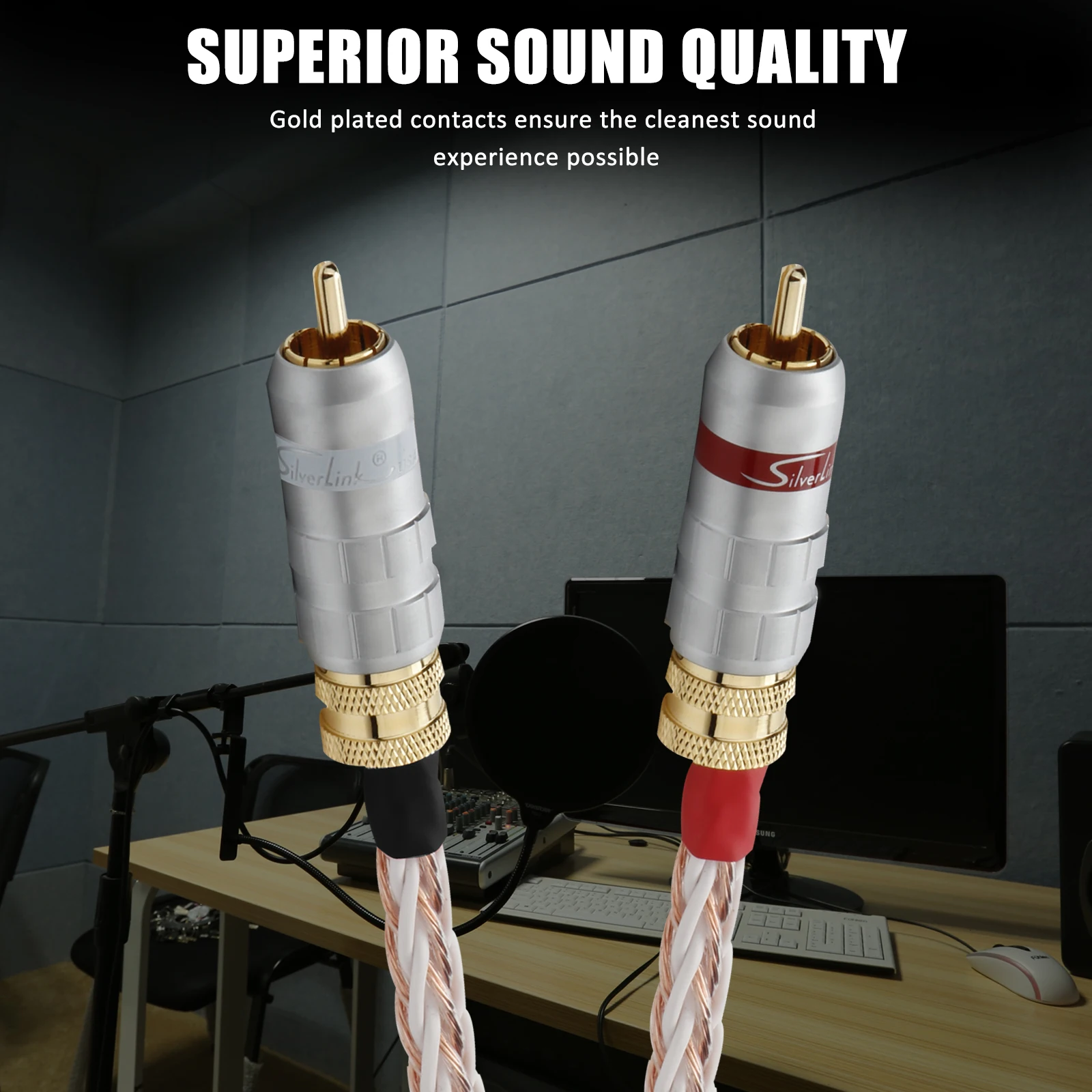 Hi-End 6TC 12 Strands 7N OCC Copper AV Audio RCA/XLR Cable with Black Carbon Fiber XLR/RCA Plugs