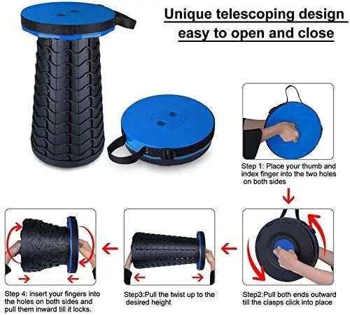 Retractable Folding Stools Portable Camping Lightweight Yet More Sturdy Stool for Fishing Hiking BBQ Parties Outdoor Activities