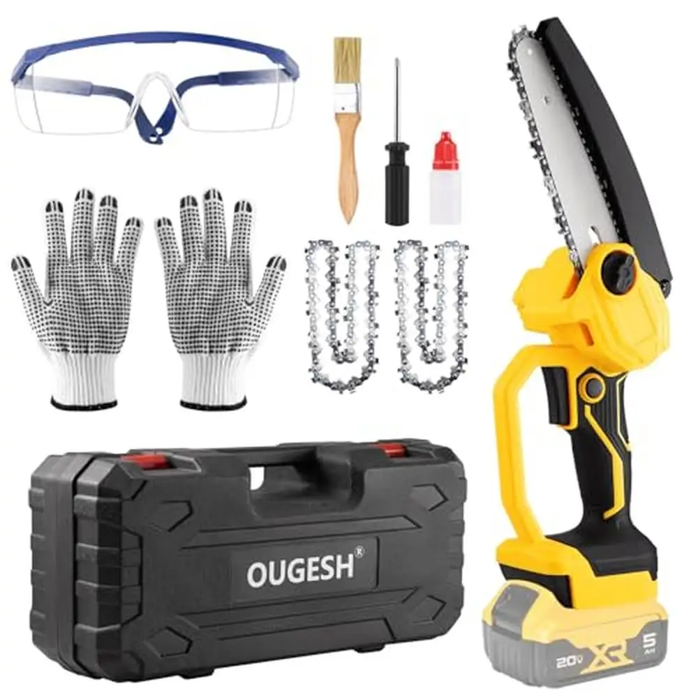 Brushless Electric Chainsaw 20V MAX Battery Powered Portable Chain Pruning and Cutting Small Handheld Mini Saw Kit with Safety