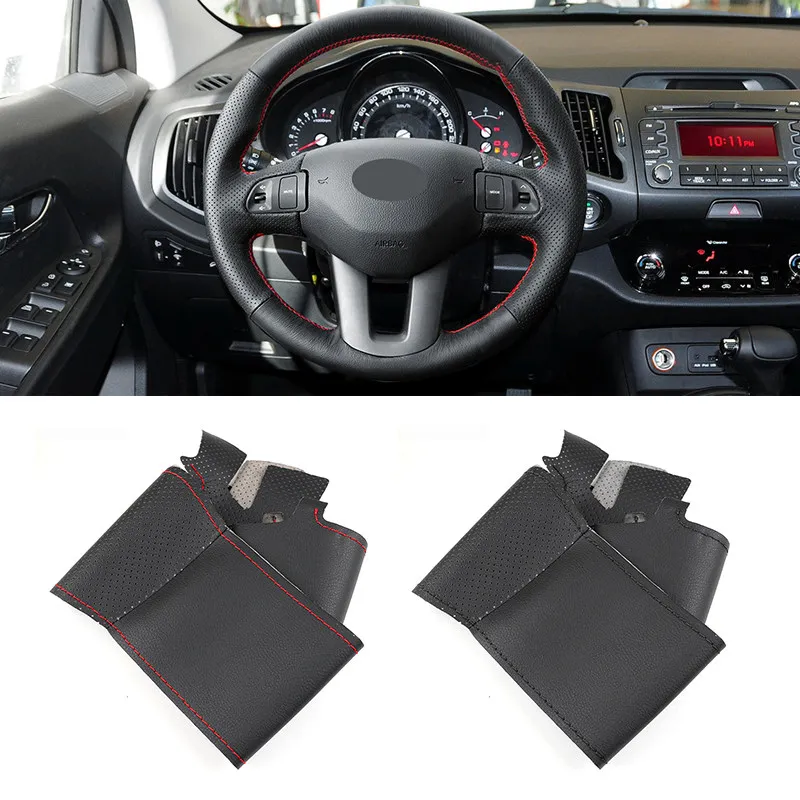 For Kia Sportage 3 2011-2017 For KIA Ceed 2010 Hand-stitched Perforated Leather Car Inner Steering Wheel Braid Protective Cover