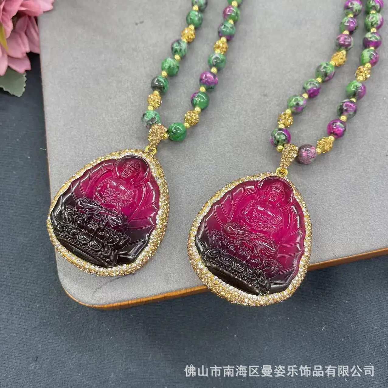 DIY accessories Guanyin Wushi brand color glazed sweater chain, new Chinese live broadcast, hot selling necklace, jewelry, cross