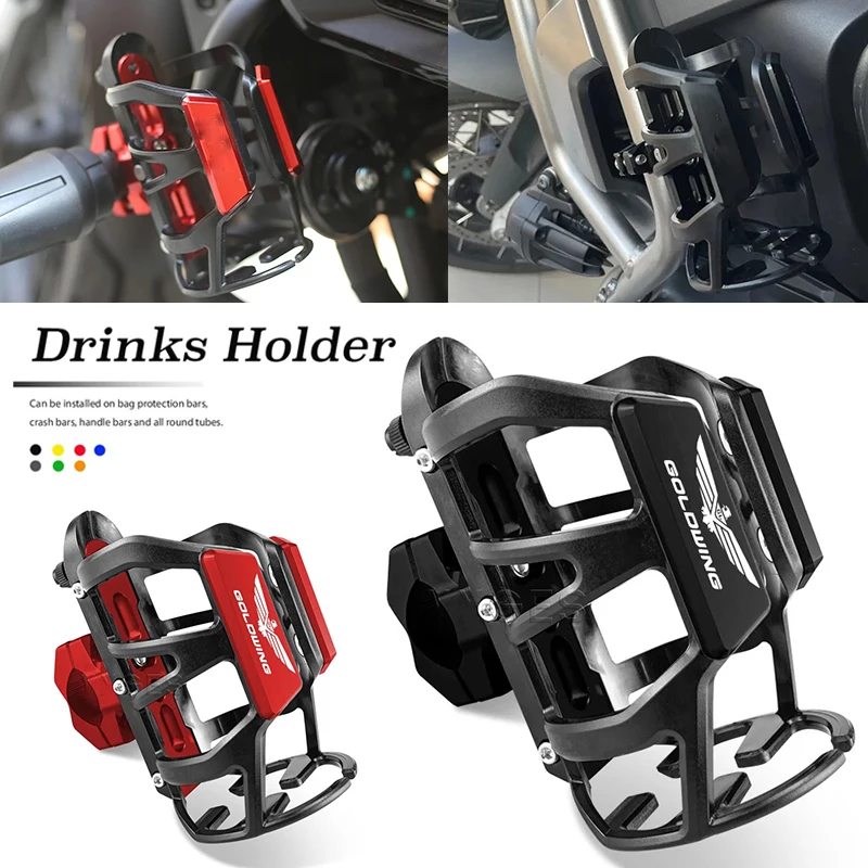 Motorcycle CNC Beverage Water Bottle Cage Drinks Holder Water Cup Holder Accessories For Honda GL1800 Gold Wing Goldwing1800