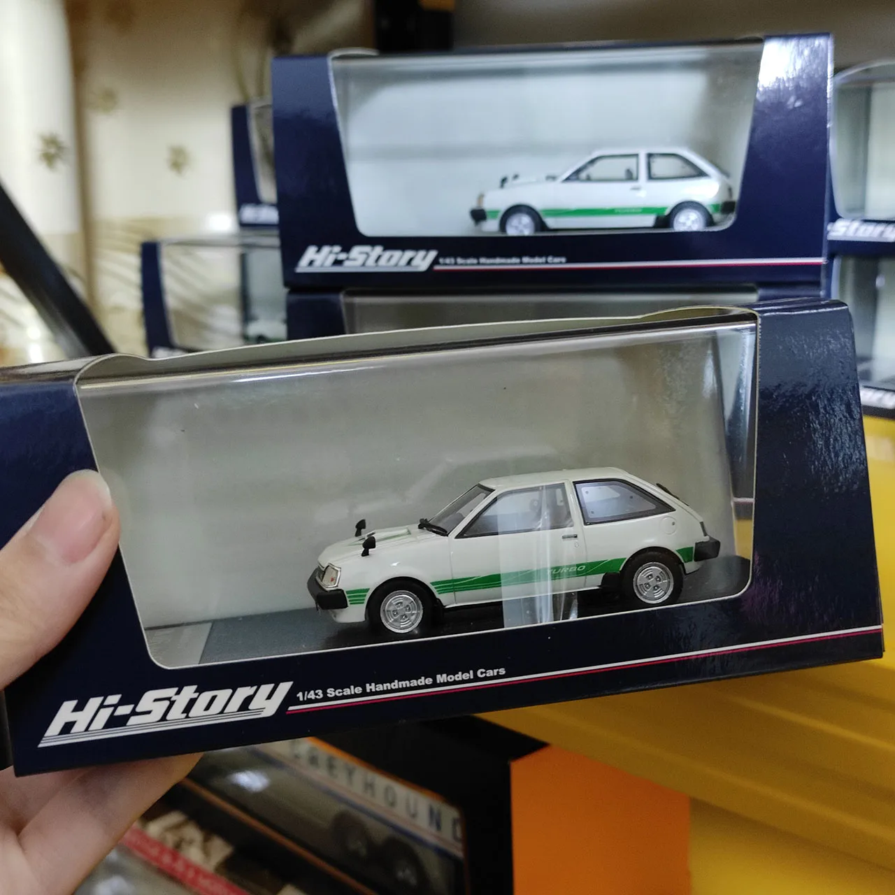 Hi-Story 1:43 Scale MITSUBISHI MIRAGE II 1400 TURBO 1982 Resin Car Model Collectible Toy Gift Souvenir Display Ornament