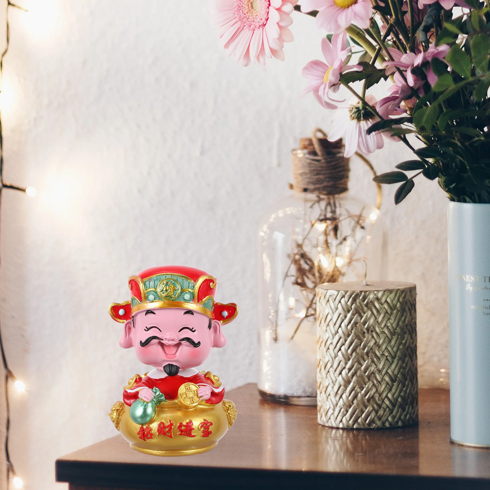 

God of Fortune Resin Shaking Head Decoration Car Home Office Desktop Unique Chinese New Year Gift 2022 Fortune Figurine 2022