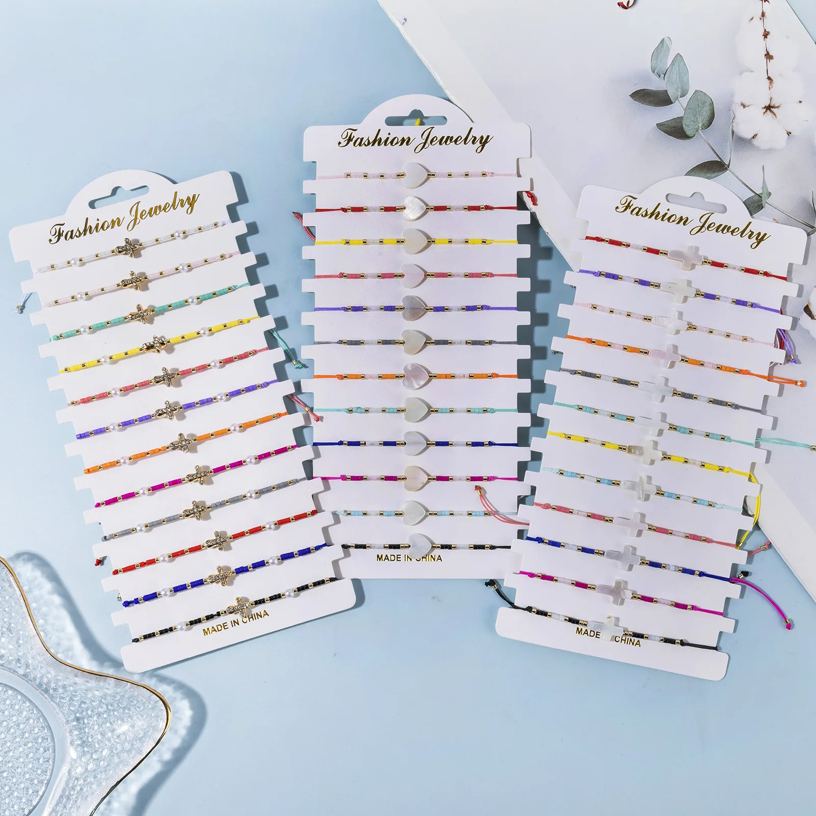 

ZGMXR 12PCS Rice bead bracelet Shell Heart shape Versatile Hand weaving Fashion Simple Woman Adjustable Bohemia Beaded bracelet