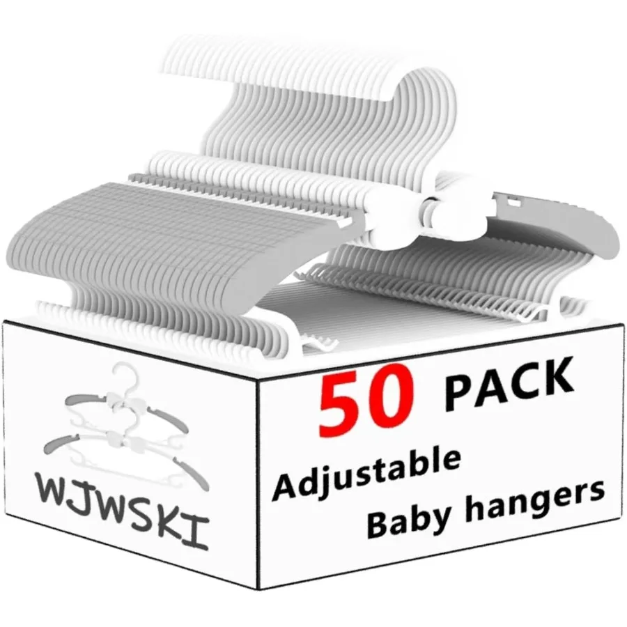 50 عبوة من الشماعات البلاستيكية القابلة للتعديل لتنظيم الخزانة: شماعات متتالية موفرة للمساحة لملابس الأطفال والرضع مثالية لملابس الأطفال #1