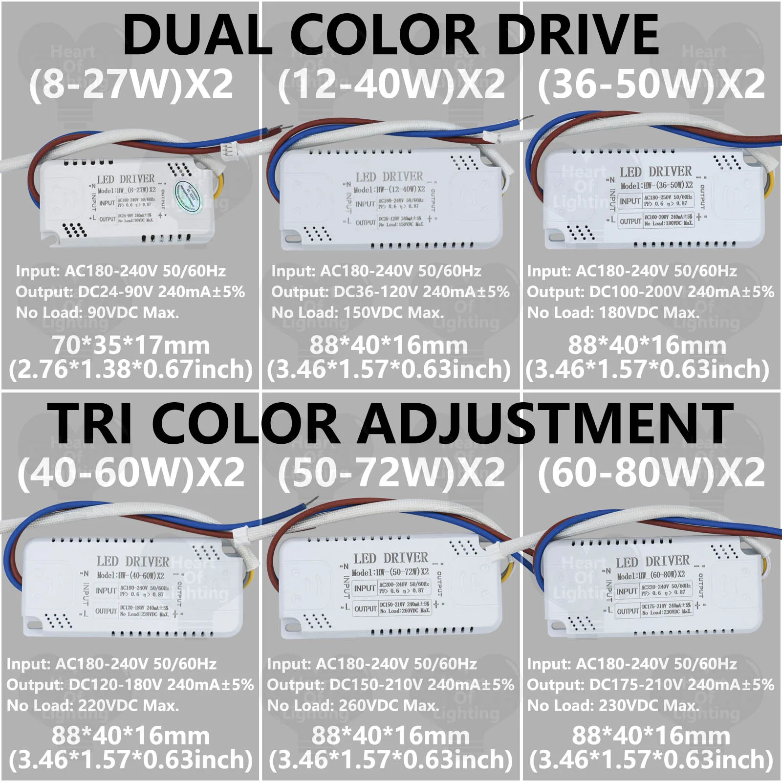 LED Driver 3 color Adapter For LED Lighting AC220V Non-Isolating Transformer For LED Ceiling Light Replacement 12-80W DC24-210V