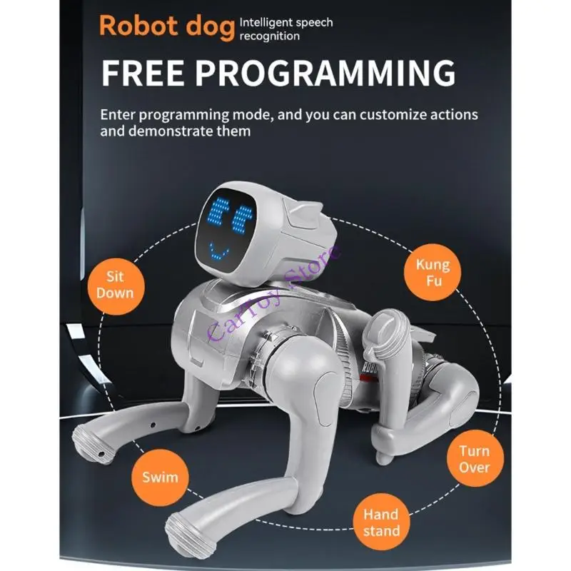 Brinquedo simulação interativa cão robótico com controle remoto programável 2.4G com atualizações recursos educacionais