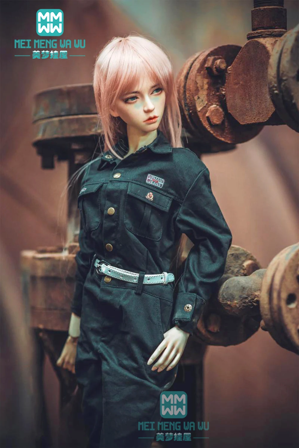 BJD doll clothes fits BJD uncle fashion tooling piece  denim suit Special equipment clothes