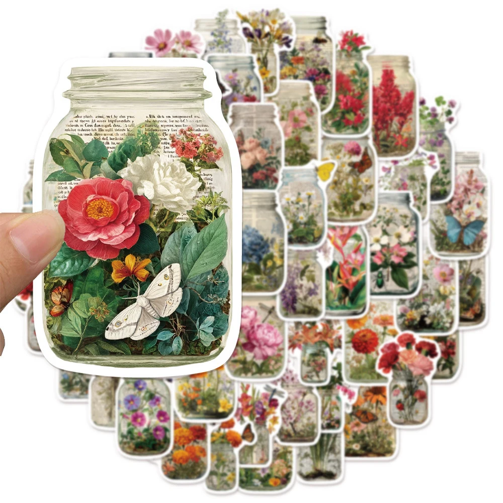 

10/30/50pcs Artsy Flower Bottle Stickers Aesthetic DIY Laptop Guitar Luggage Waterproof Retro Graffiti Sticker Decal Toys Gifts