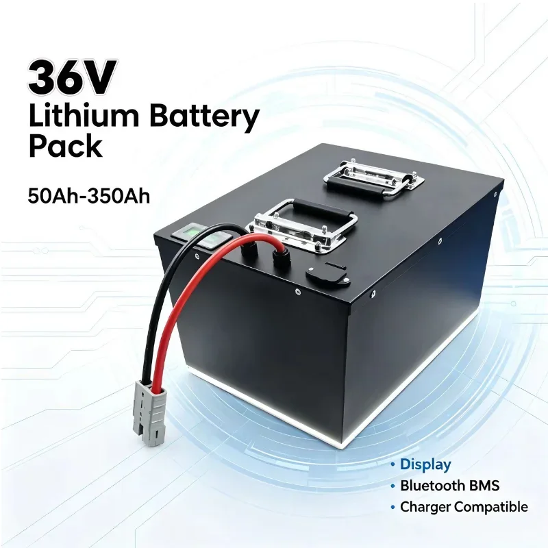36V Rechargeable Lithium Battery 50Ah-350Ah with Bluetooth BMS And Digital Display Complete with Charger for Golf Cart Electric