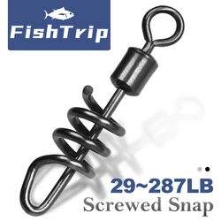 FishTrip Fishing Snap Rolling Swivels Screwed Snap Corkscrew Stainless Steel Fishing Snap Swivel 25Pcs~100Pcs