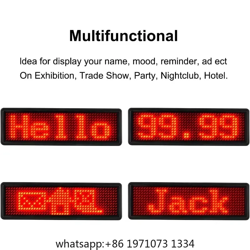 Rechargeable Bluetooth Digital LED Badge Insignia DIY Programmable Scrolling Message Board Mini LED Display LED Name Tag