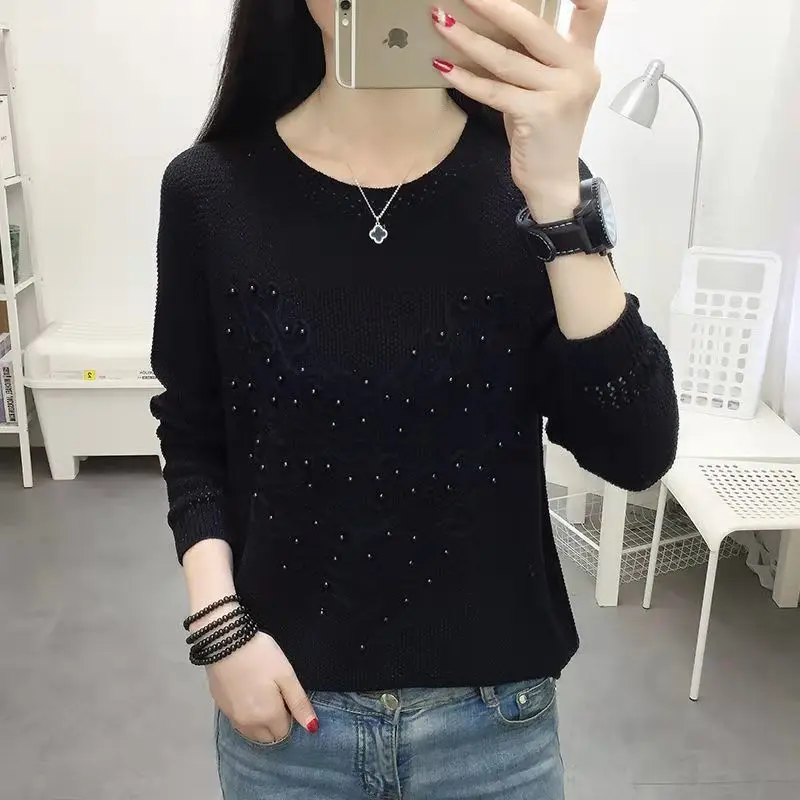 Autumn Winter New Fashion Round Neck Long Sleeve Solid Pullovers Women\'s Clothing Loose Sweaters All-match Korean Knitting Tops