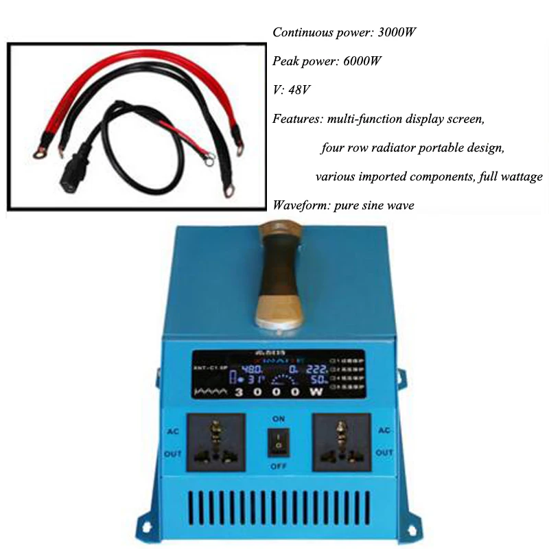 Pure Sine Wave Inverter Household Portable Car Computer Power Converter Industrial Household Vehicle Power Converter XNT-3000X