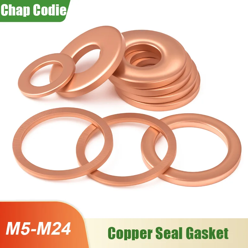 Solid Pure Copper Oil Plugs Sealing Washers o-ring Gasket Motorcycle Sump Flat Spacers M5 M6 M8 M10 M12 M14 M16 M18 M20 M22 M24