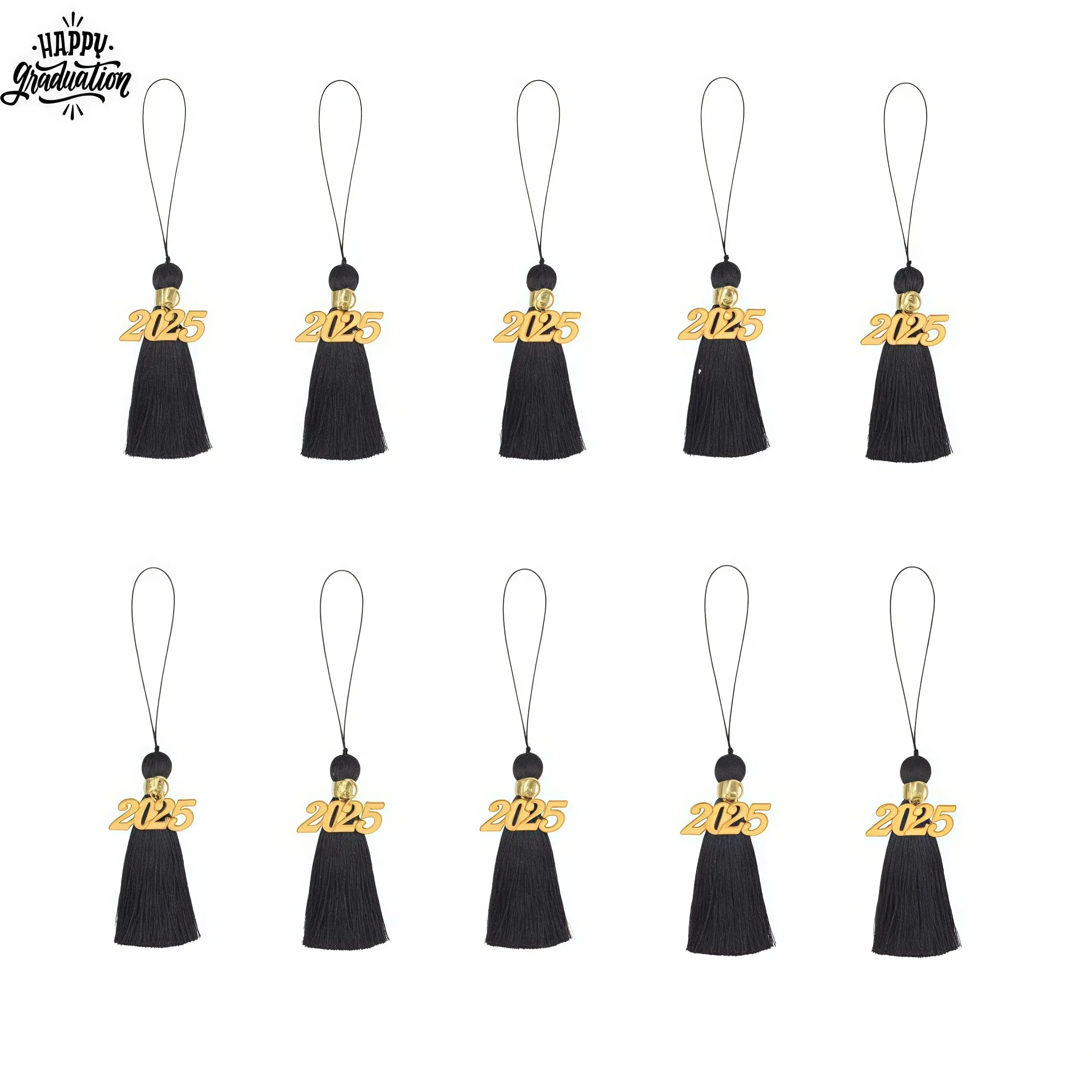 Mini borlas de graduación para la clase de 2025, regalos motivacionales para profesores, suministros para fiestas, llaveros personalizables, 10 Uds.