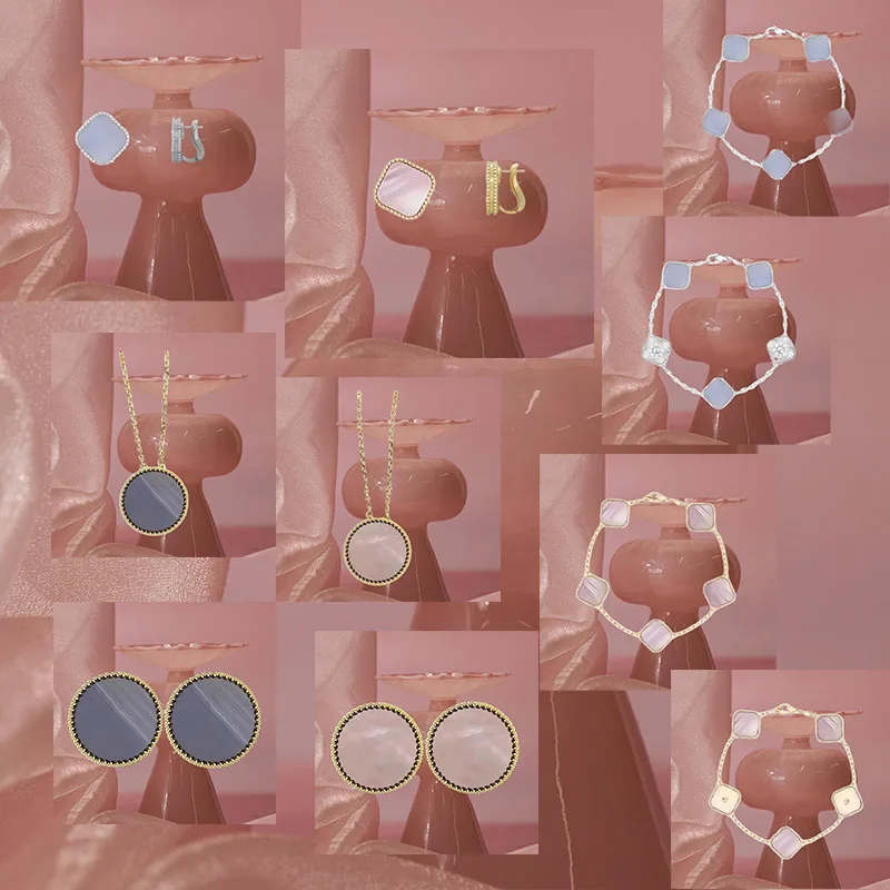 

925 Silver 4 Leaf Clover Jewelry Set High Luxury Fashion Versatile Daily Gift