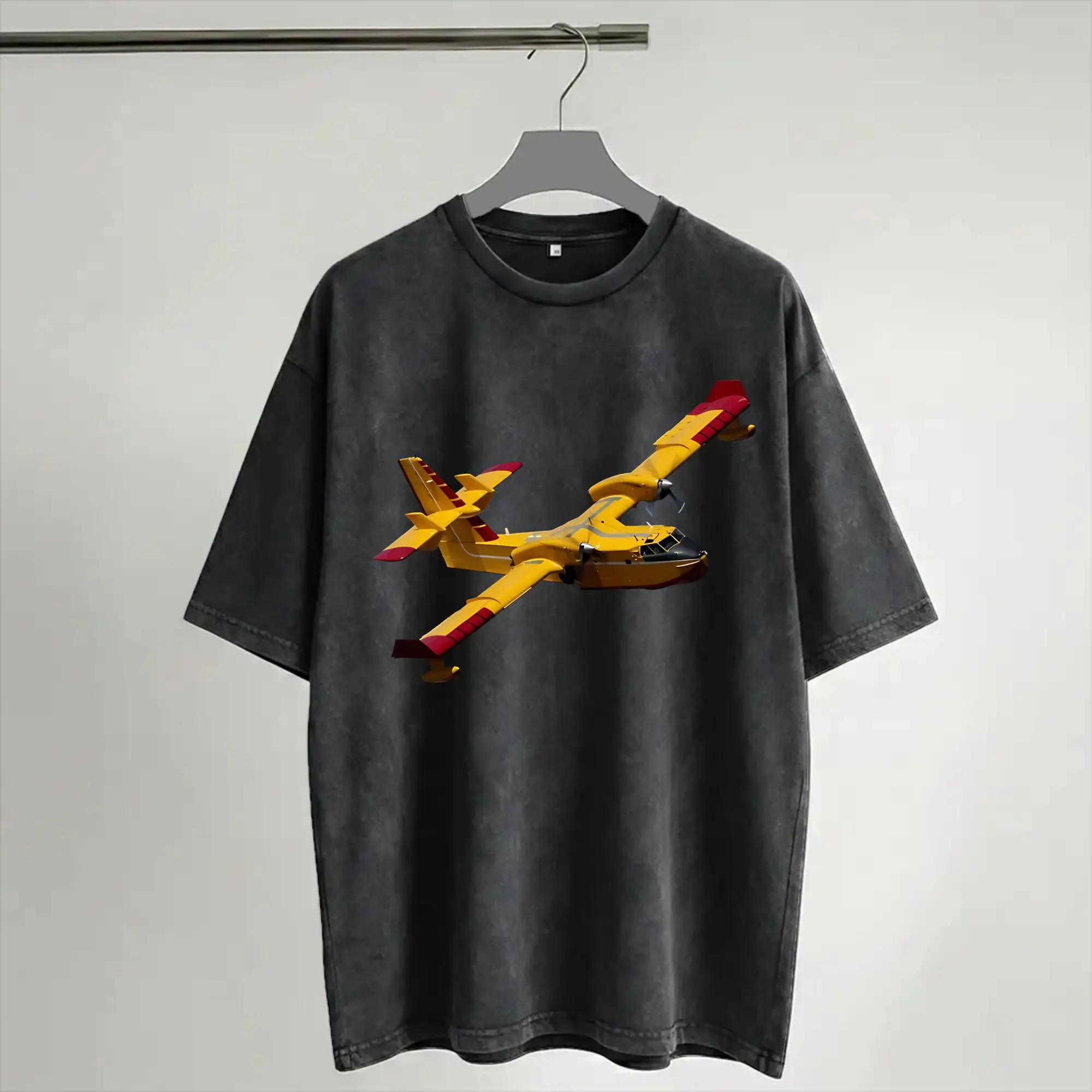Canadair cl-415 Super Scooper firebomber Aircraft  Washed T Shirts Streetwear Hip Hop Vintage T-Shirts  Tee Shirt Men Women