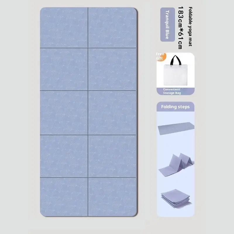 4mm Thick TPE Foldable Yoga Mat 183*61cm Easy Storage For Travel Yoga Pilates Home Exercise Floor Mat