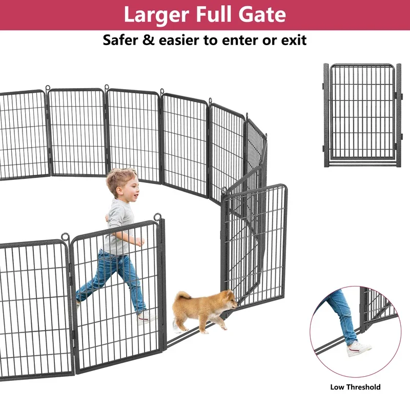 Dog Fence Metal Dog Playpen Pet Dog Fence Outdoor 32 Inch Height Dogs Kennel Exercise Dogs Fence Pet Playpen for RV Camping Yard